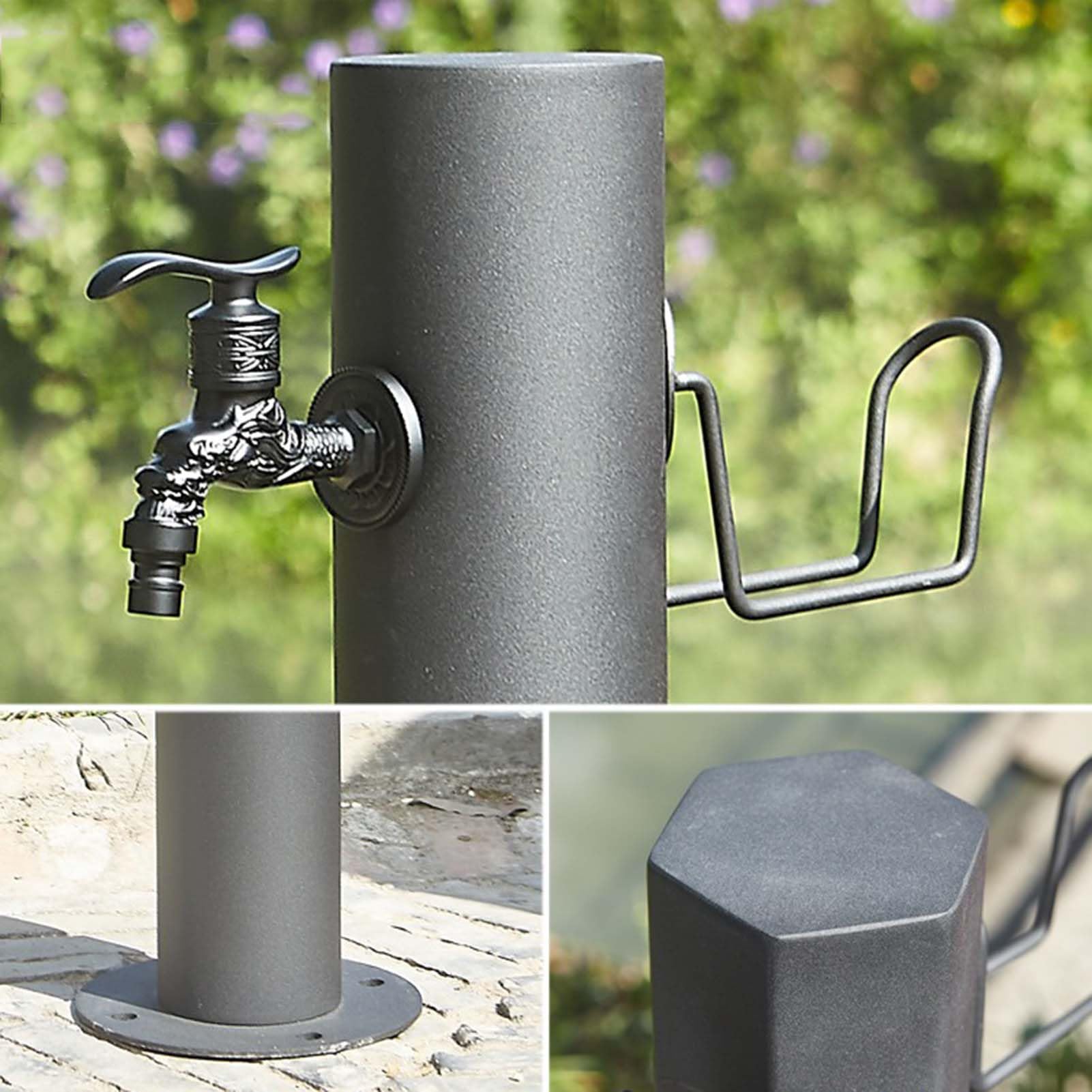 Grifo de columna de agua de jardín, soporte de manguera de acero inoxidable 304 para exteriores, decoración de paisaje, fuente de hidrante para lavado y riego de automóviles