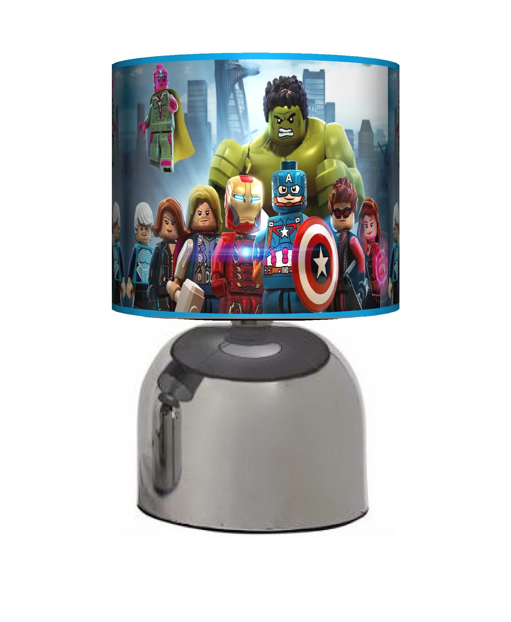 Avengers - Bedside Touch LAMP - Boys Bedroom Light/LAMP Shade. Mains Operated (UK Plug)