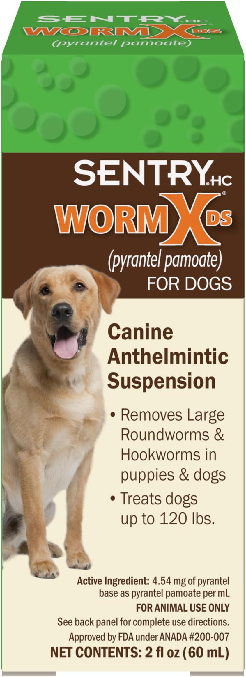 WORM X PLUS 7 Way De-Wormer Liquid for Dogs, 2 oz Canine Anthelmintic Suspension for Dogs Up to 120 lbs (pyrantel pamoate)