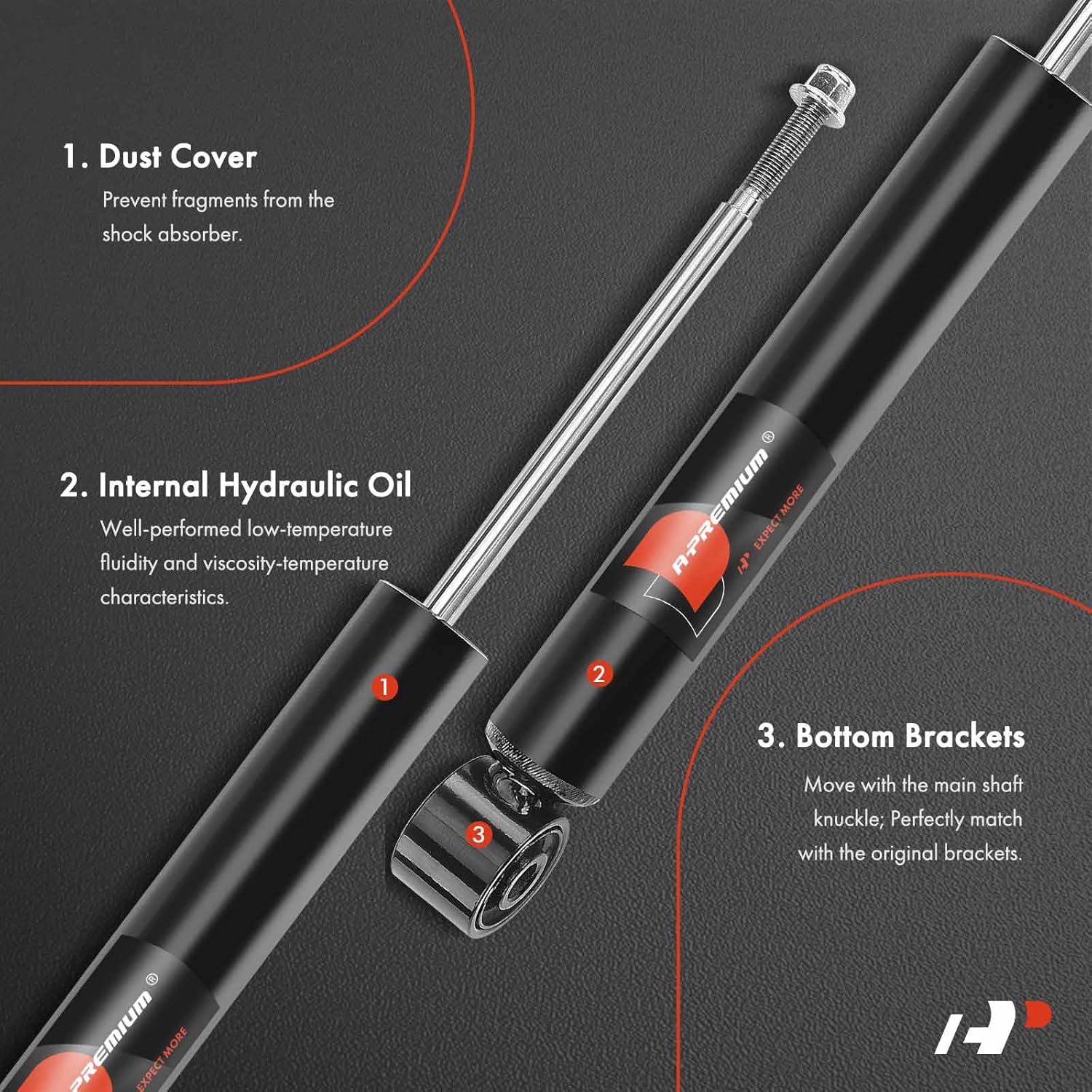 A-Premium Rear Shock Absorbers Compatible with Chrysler Pacifica 2017-2024, Voyager 2020-2024, 2-PC Set