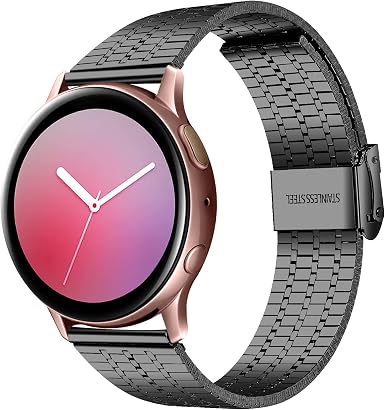 Amazon.com: Compatible con Samsung Galaxy Watch Active 2 1.575 in 1.732 in,  correas ajustables de repuesto de acero inoxidable para Galaxy Watch 3  1.614 in, accesorios para mujeres y hombres (negro) : Celulares y Accesorios