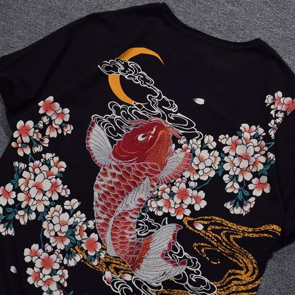 BaronHong Męski bawełniany T-shirt z nadrukiem z krótkim rękawem