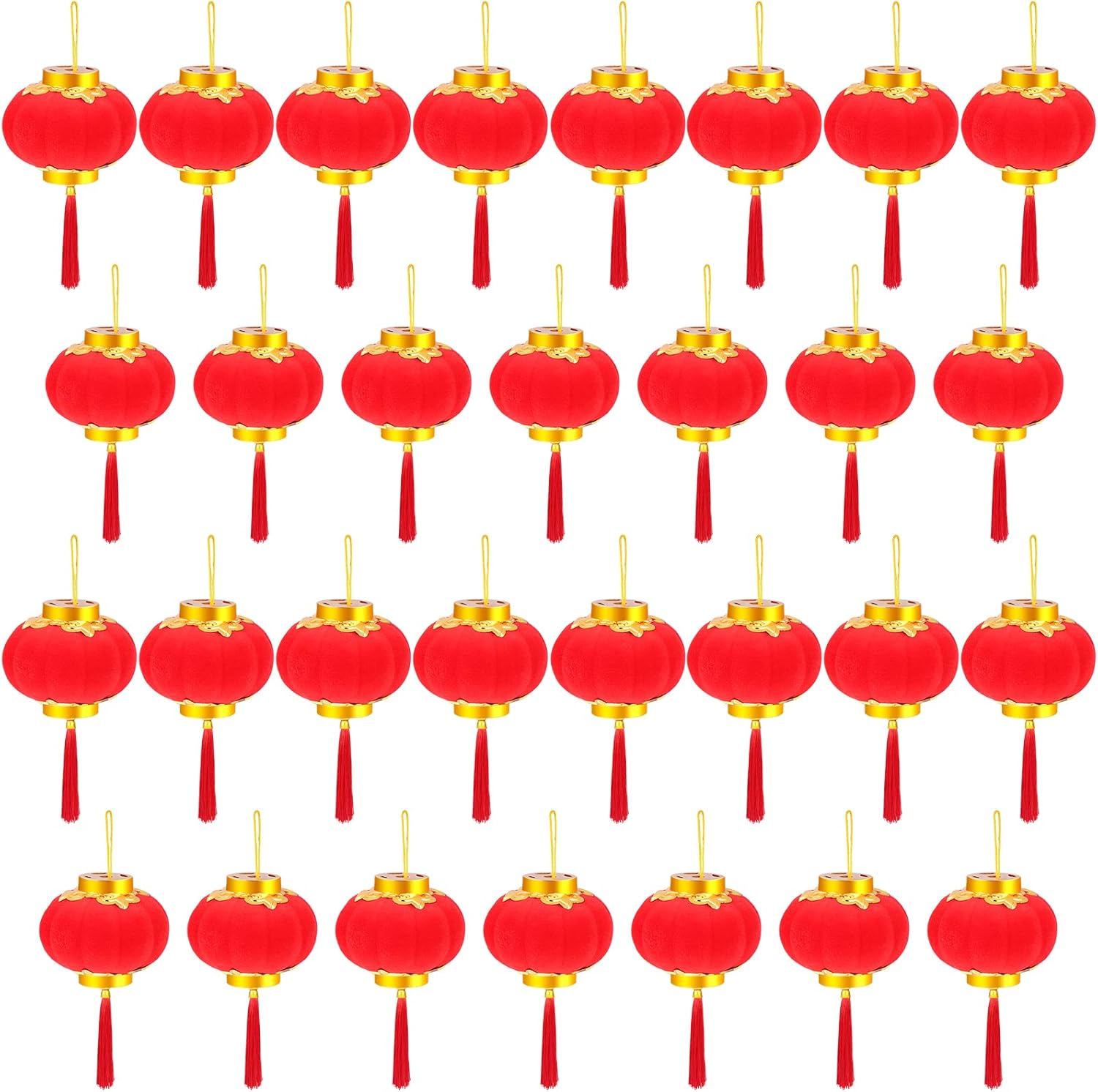 Uoeo 30 Pieces Red Chinese Lanterns Mini Lanterns Decorative Lucky Hanging Lanterns Decoration New Year Wedding Party Hang Mini Lantern Home Decoration for Chinese Spring Festival