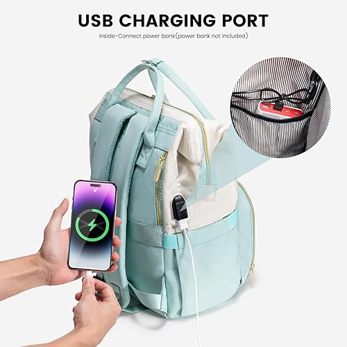 Miniatura 7 de LOVEVOOK Mochila para laptop para mujer, bolsas de trabajo grandes de viaje con bolsillo para laptop de 17 pulgadas, mochilas de computadora de