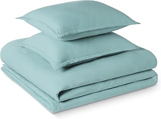 Amazon Basics blue brushed microfiber comforter set