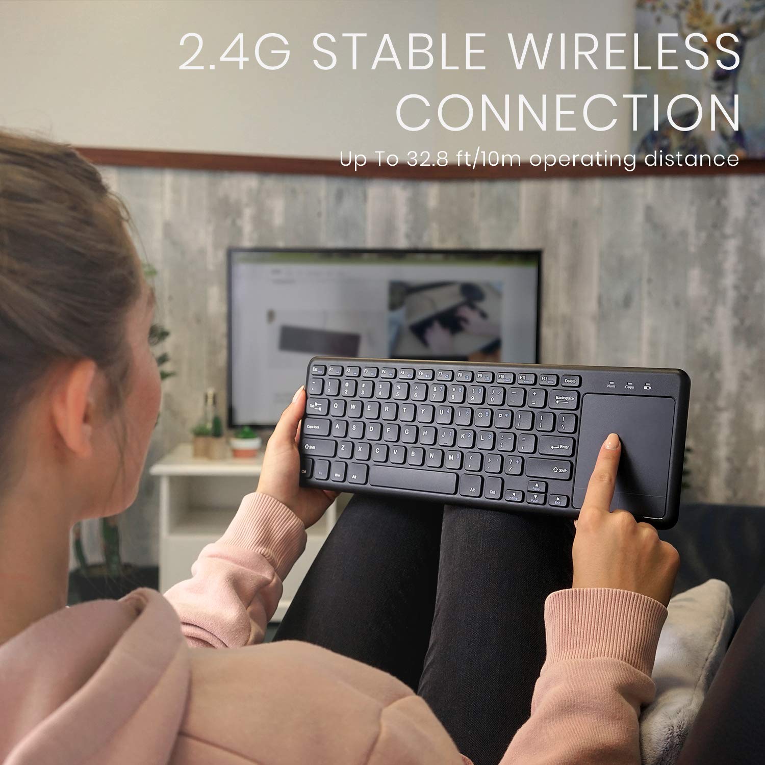 Perixx PERIBOARD-716 bezprzewodowa klawiatura z touchpadem, klawisze nożycowe, czarna, US QWERTY