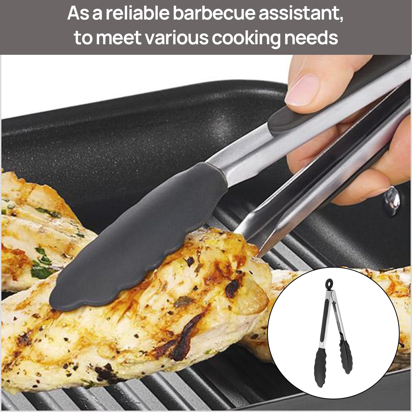 Menibeuty 26cm Pince Cuisine, 1pcs Pince Barbecue Résistante Silicone Résistant À La Chaleur Pince Barbecue Pince Cuisine Silicone,Pince De Cuisine Idéal Pour Cuisiner, Salade, Grillades Et Barbecue