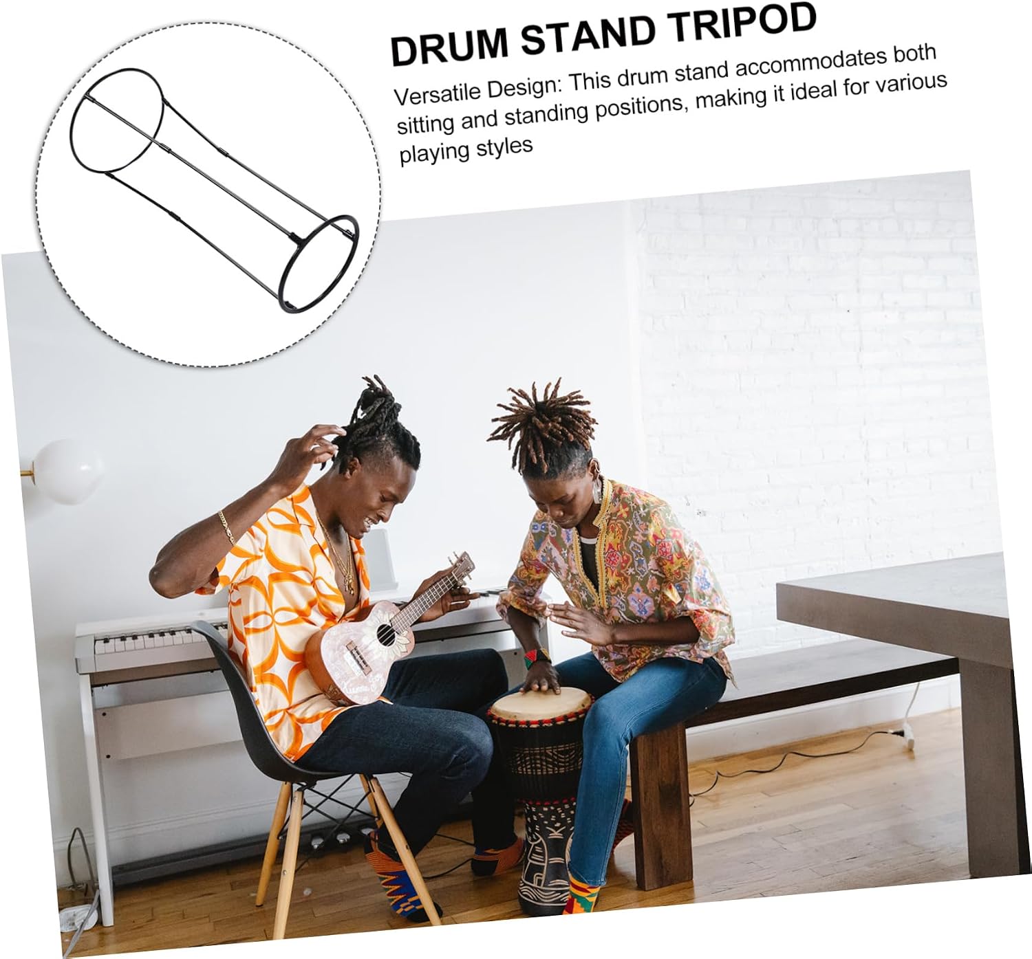 PRETYZOOM Djembe Bracket with Ergonomic Features for Beginners and Performances Portable Tripod Drum Stand for Instruments
