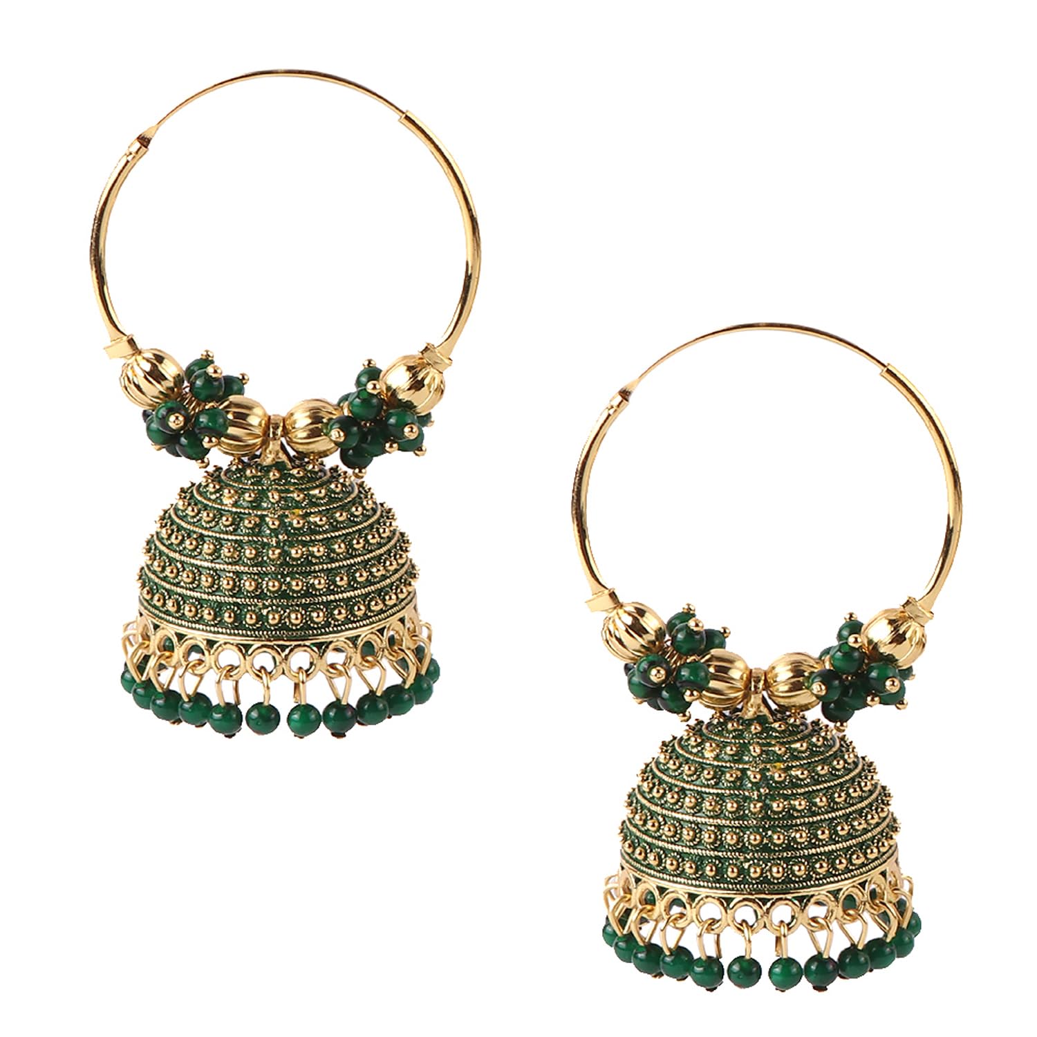 Green Traditonal Ethnic Studded Gold Platted Big Oxxidize Dome Shaped Jhumka Jhumki Earrings For Women & Girls (B0D38BJNRH) Amazon Price History, Amazon Price Tracker