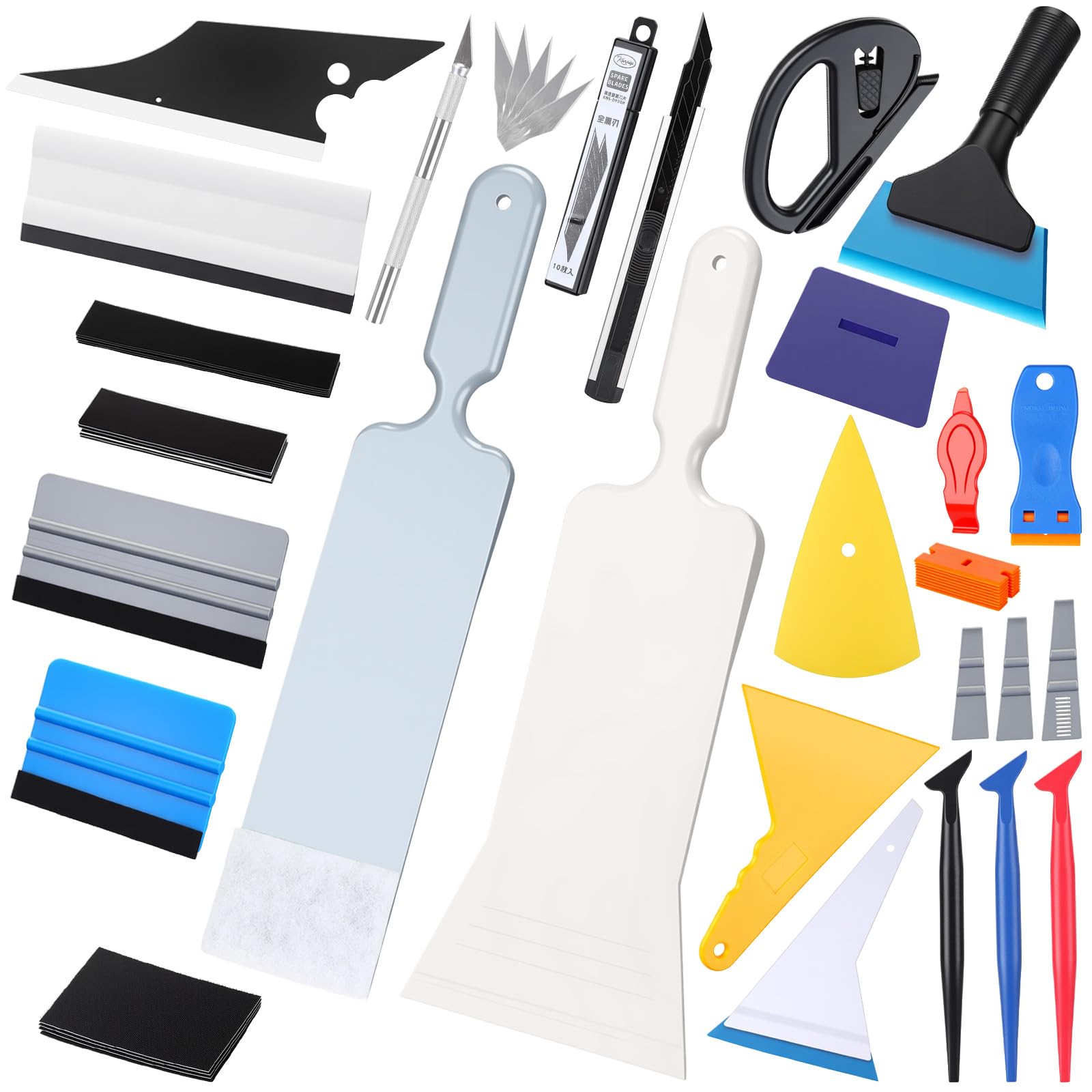 Boao 50 Pcs Vehicle Vinyl Wrap Applicator Tool Kit Car Wrap Squeegee Kit Automotive Window Tint Tools Magnetic Holder Vinyl Wraps for Car Wrapping