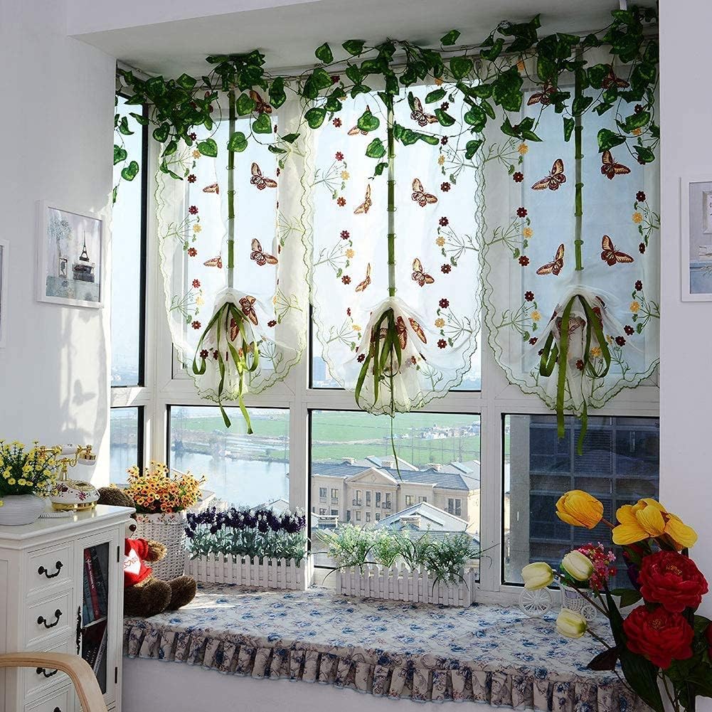 HERCHR Window Curtain Kitchen Bathroom Curtains Window White Sheer Blackout Curtains for Bedroom Living Room,Polyester Valances Voile (80 * 200CM) - Image 3