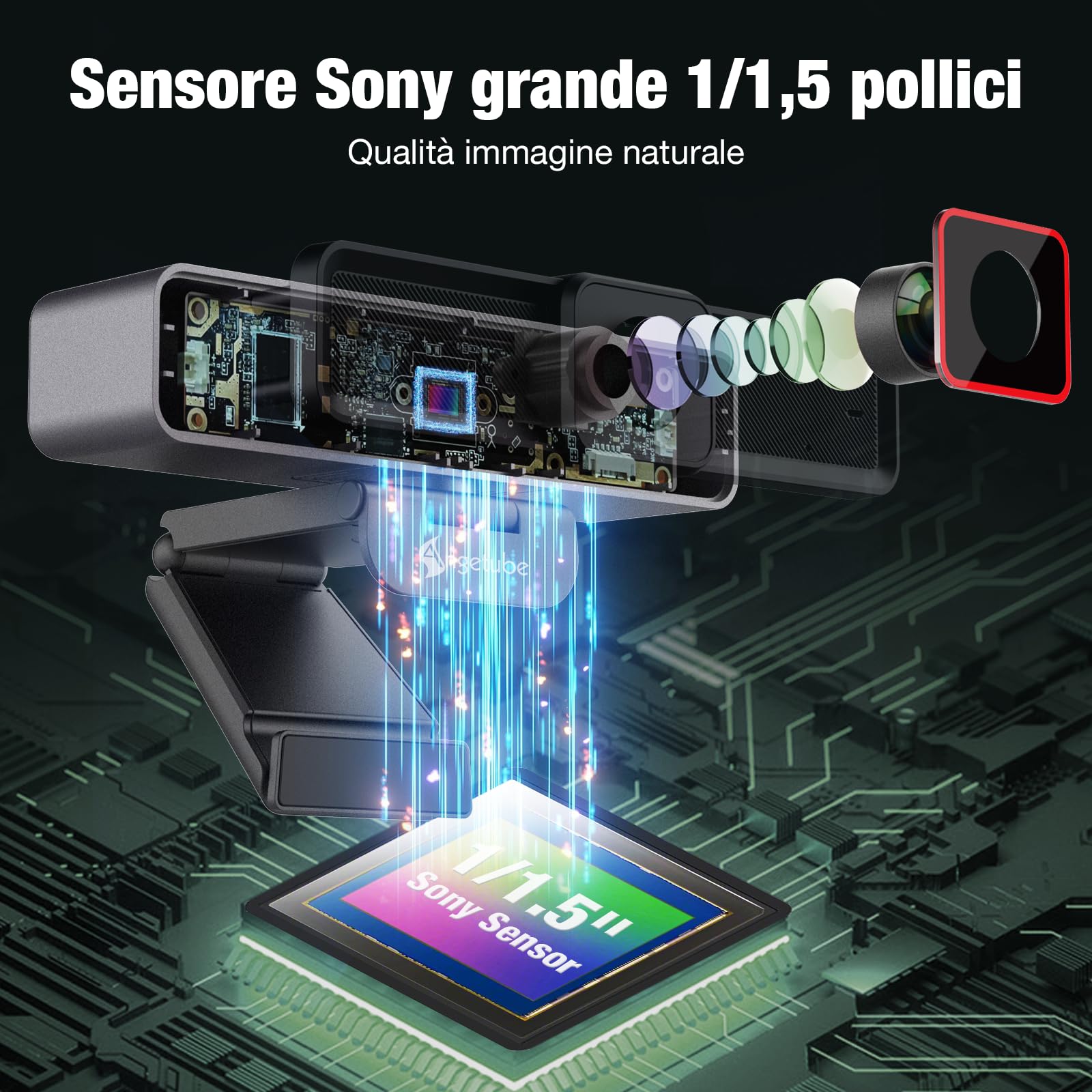 Angetube 4K Webcam con 1/1.5" Sensor, 1080P@60FPS USB Web Camera per PC | Autofocus PDAF, Copri privacy, USB3.0 & 2 microfoni, Ideale per riunioni video, Streaming Work with OBS, Skype