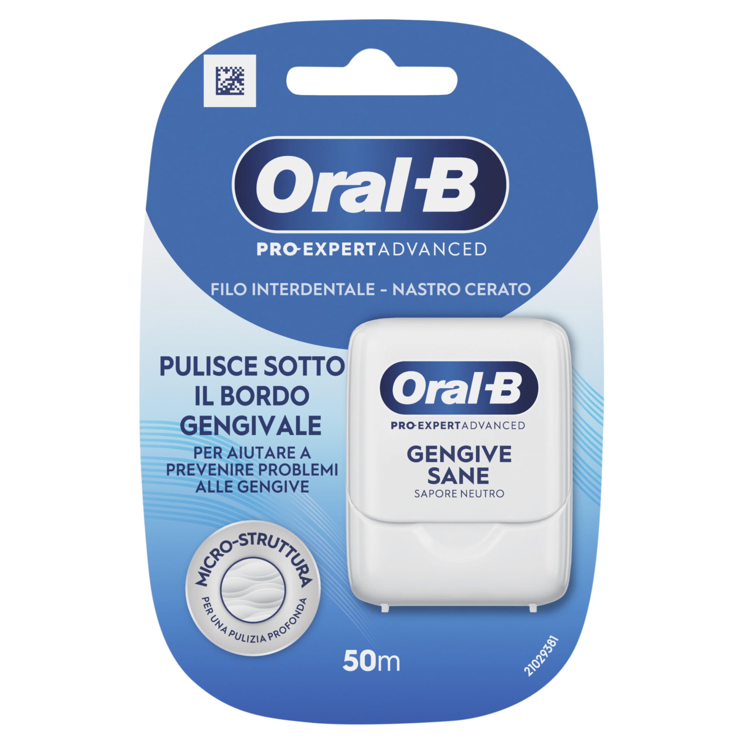 Oral-b Filo Interdentale Pro-expert Advanced con Nastro Cerato 50m. Gengive Sane, Sapore Neutro. 12 Fili Interdentali