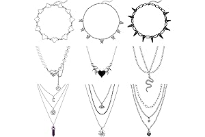 9Pcs Y2K Egirl Jewelry Necklaces Black Gothic Jewelry For Women Men