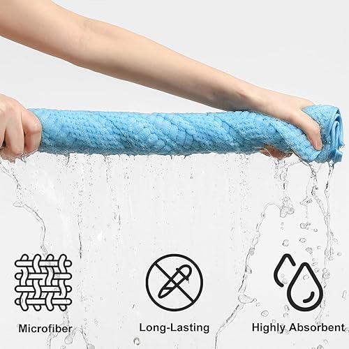 Miniatura 2 de Ferdilan Juego de toallas de baño de gran tamaño de 8 piezas, color azul, 2 toallas de baño extragrandes, 2 toallas de mano y 4 paños de 600 GSM,