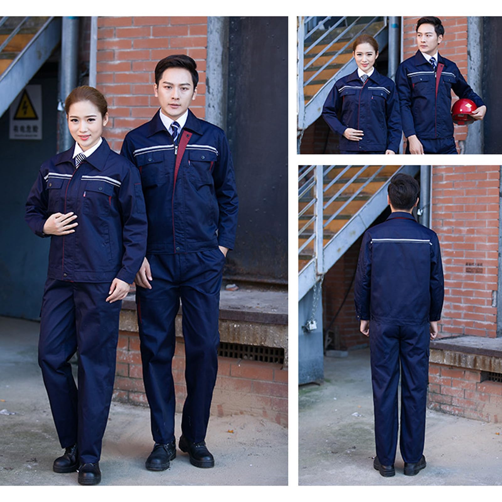 Mens Manica Lunga Tuta Lavoro Tute Per Le Donne Officina Meccanico Uniformi Abbigliamento Da Lavoro Con Striscia Riflettente