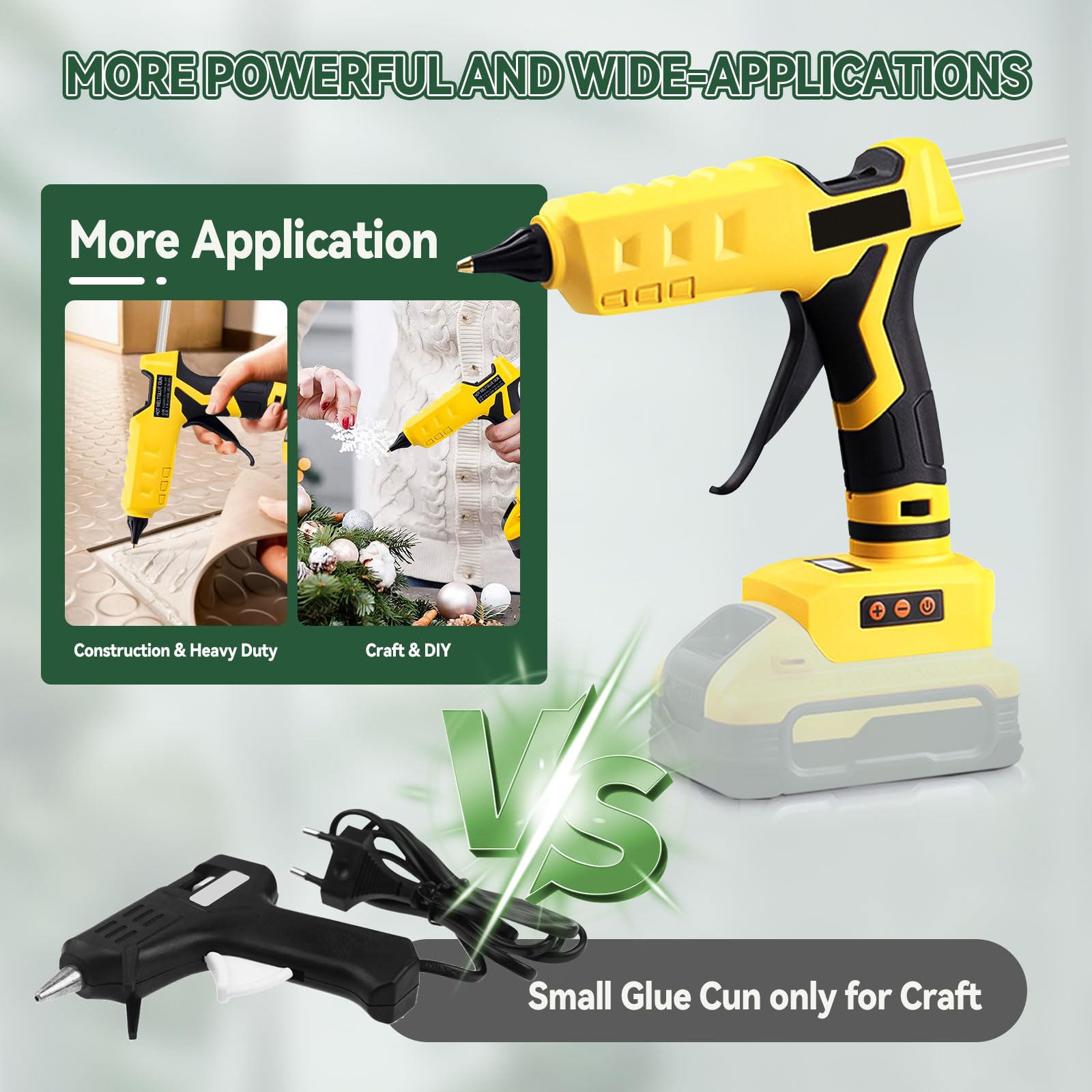 Akku-Heißklebepistole für Dewalt 20 V, 100 W, Dual-Power-Heißklebepistole zum Basteln, mit 30 Stück Klebepistolen-Sticks, 11 mm, für Heimwerker, Kunst, Handwerk (ohne Batterie)