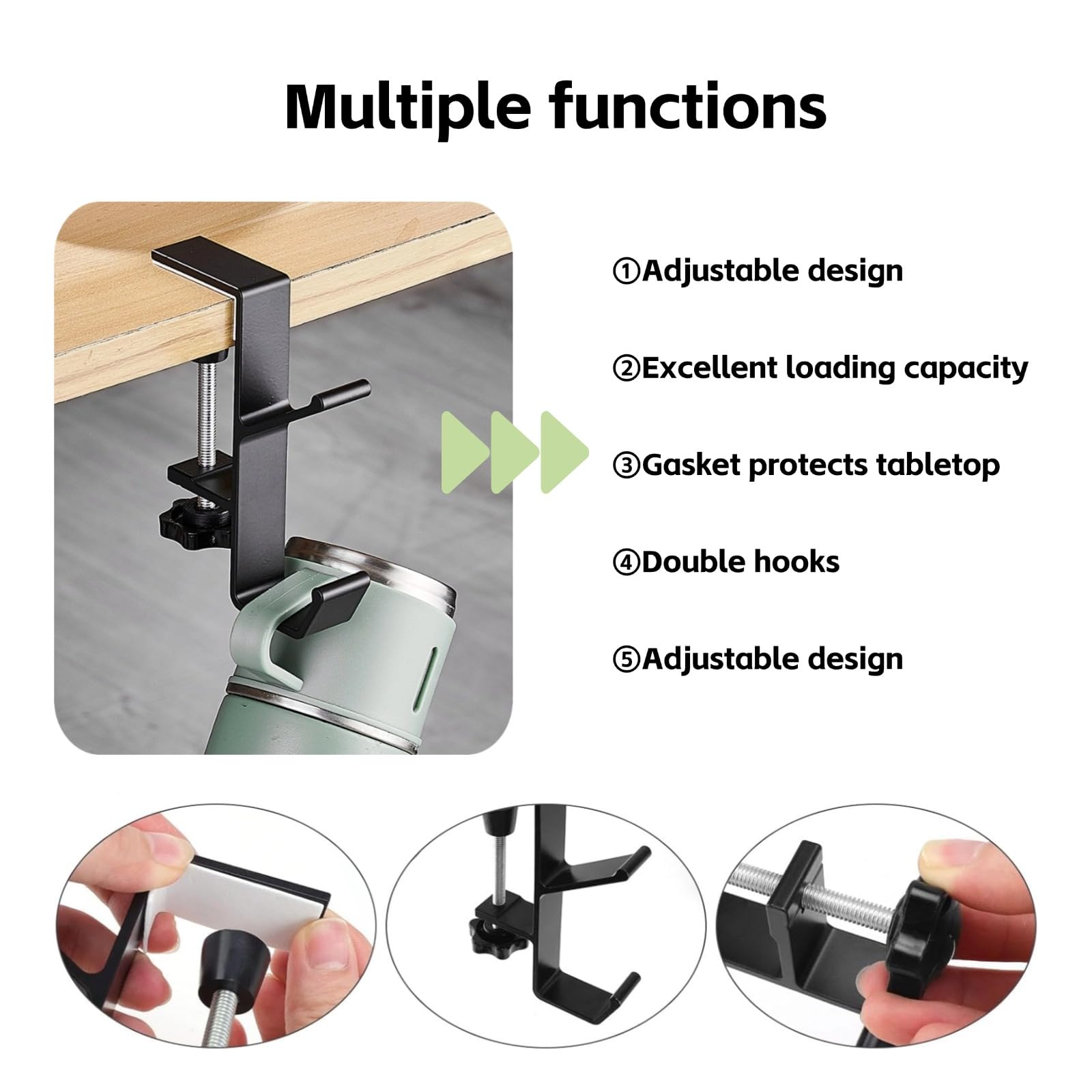 HA12167-Crochet De Sac à Main Pliable. Support De Cintre De Sac à Main De Table En Alliage De