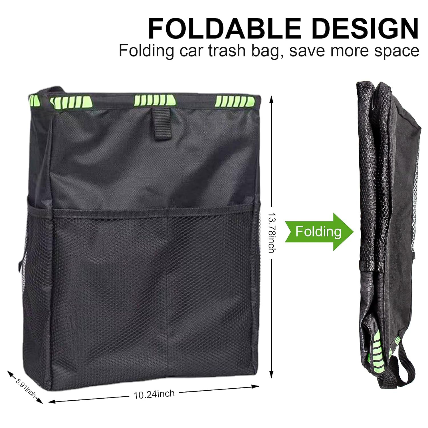Car Trash Can, Car Trash Bag Hanging, 3.5 Gallons Ultra Large Capacity Organizer and Storage with Adjustable Straps, Leakproof Lining (Pack of 4)