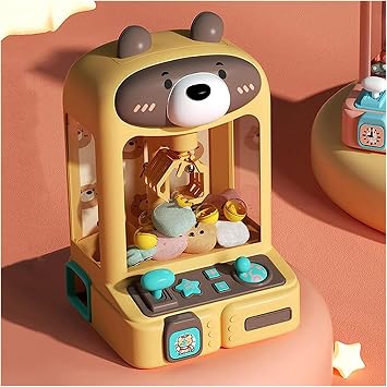 Kids Claw Machine with Music and Light,30 Toys and 10 Gashapons, Toy Grabber Claw Machine for Home Party Christmas Birthday Gifts,Bear