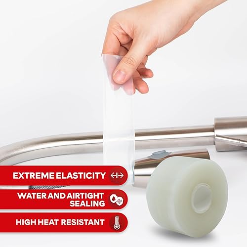 Miniatura 3 de XFasten Cinta de silicona autofusible Pro, transparente, 1.5 pulgadas x 15 pies, cinta de reparación de silicona extrema de 30 mils para