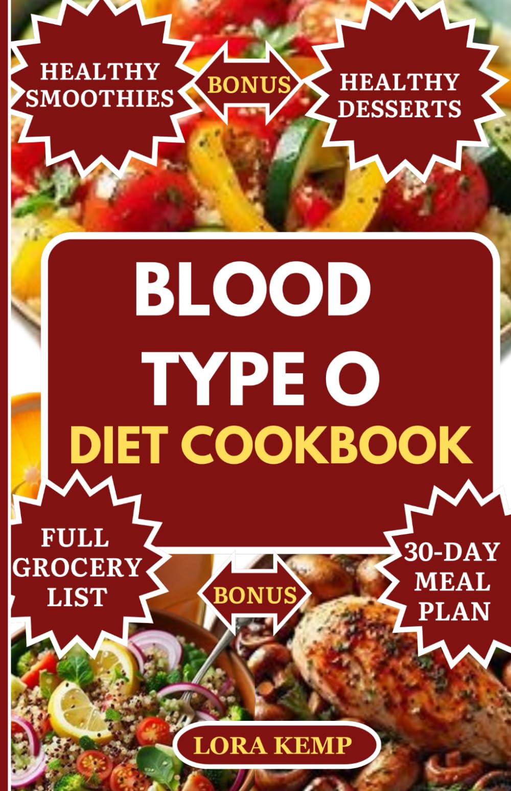 Blood Type O Diet Cookbook: Delicious Easy Gluten-Free Low Carb High Protein Recipes & Blood Type O Negative & Positive Food List for Weight Loss,