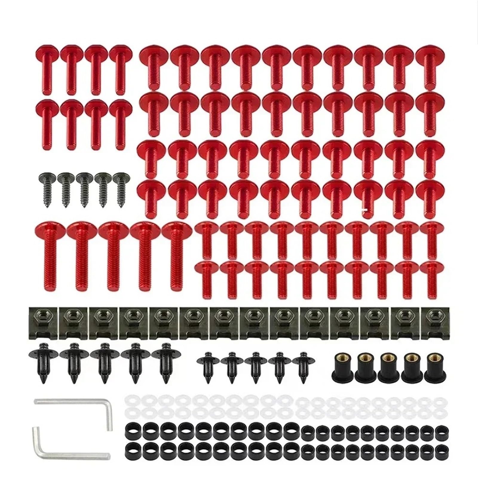 Tornillos para Carenado De Motocicleta para Vespa LX50 LX125 LX150 Ie LX Touring 50 125 150 150IE Kit Tuercas Y Clips Tornillos De Fijación Parabrisas(Rojo)