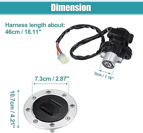 Miniatura 7 de X AUTOHAUX 1 Unidades de interruptor de encendido de la motocicleta cilindro combustible tanque tapa tapa bloqueo de asiento w2 llaves para Suzuki