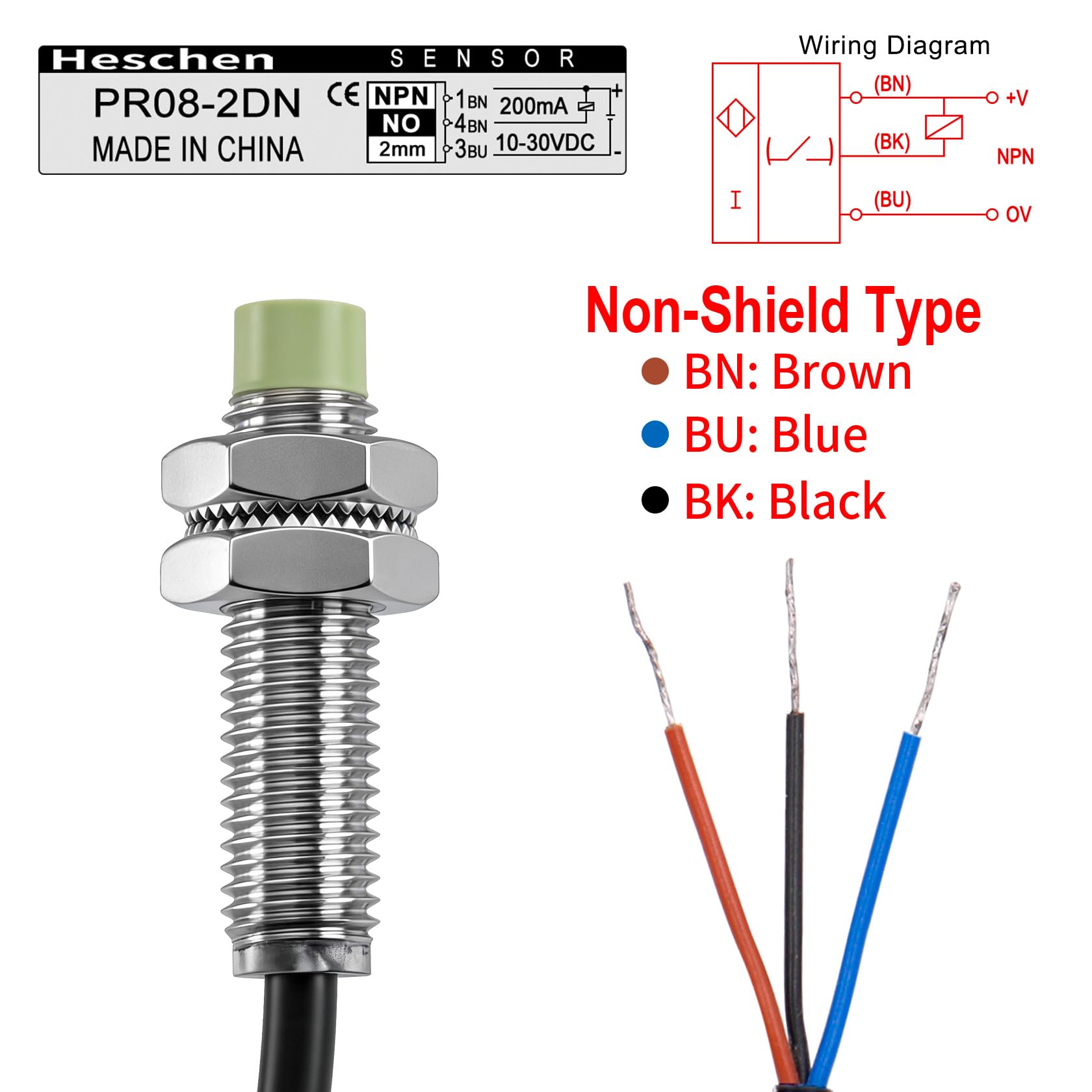 Interruttori Di Prossimità Induttivi PNP DC 3 Fili Sensore Di Avvicinamento In Metallo Materiale Abs Dc6 A 36 V Distanza Di Rilevamento 80 Mm Macchine 95247231