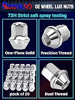 Vista 5 de M14x1.5 Reemplazo para Mustang Edge MKX MKZ Aviator 2015-2020, 20 piezas de tuercas cromadas de una sola pieza estilo OEM de fábrica para ruedas