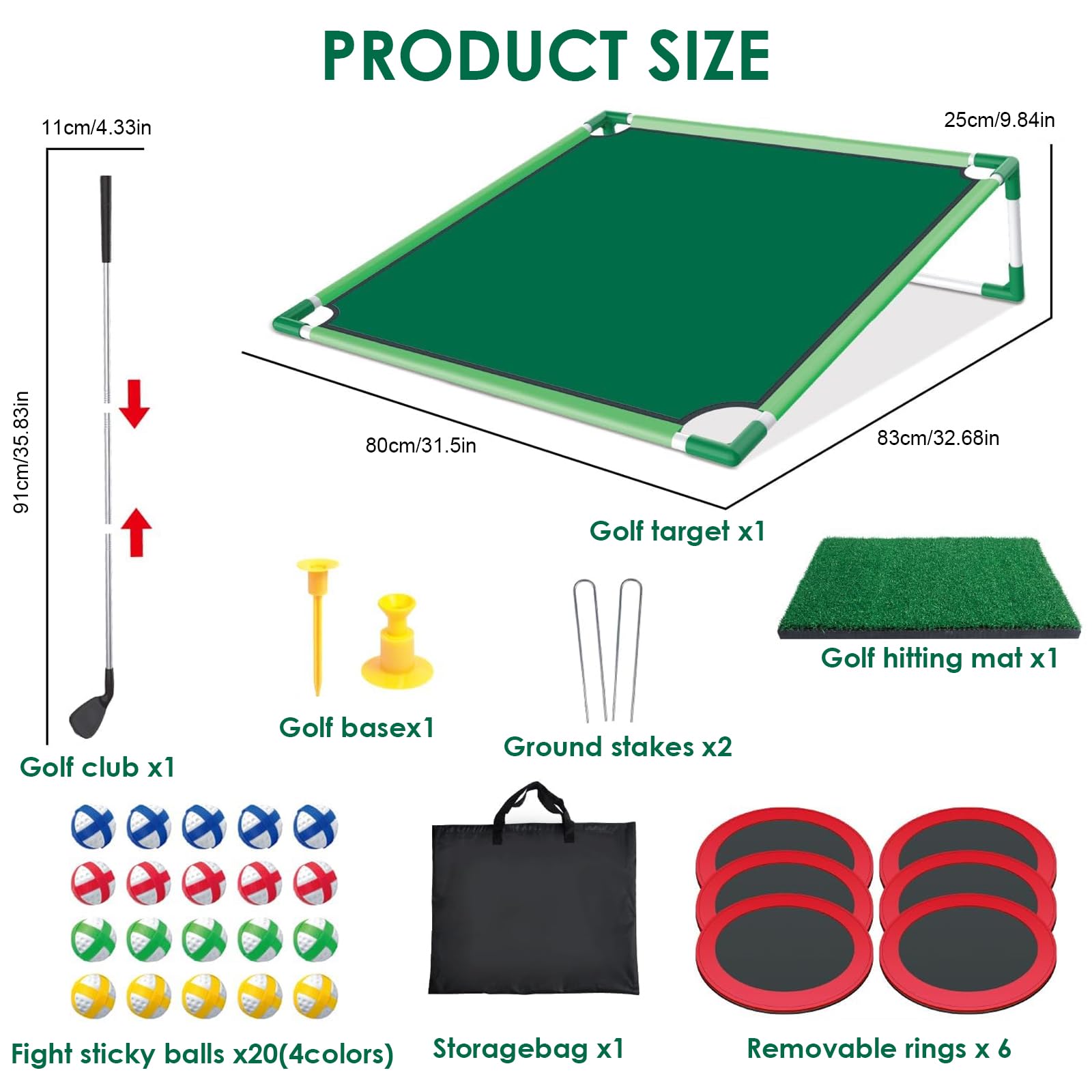 Juego de Mini Golf para Adultos y Niños, Alfombra de Práctica de Putting con 20 Bolas Adhesivas, Juego de Lanzamiento para Interior y Exterior, Incluye Bolsa
