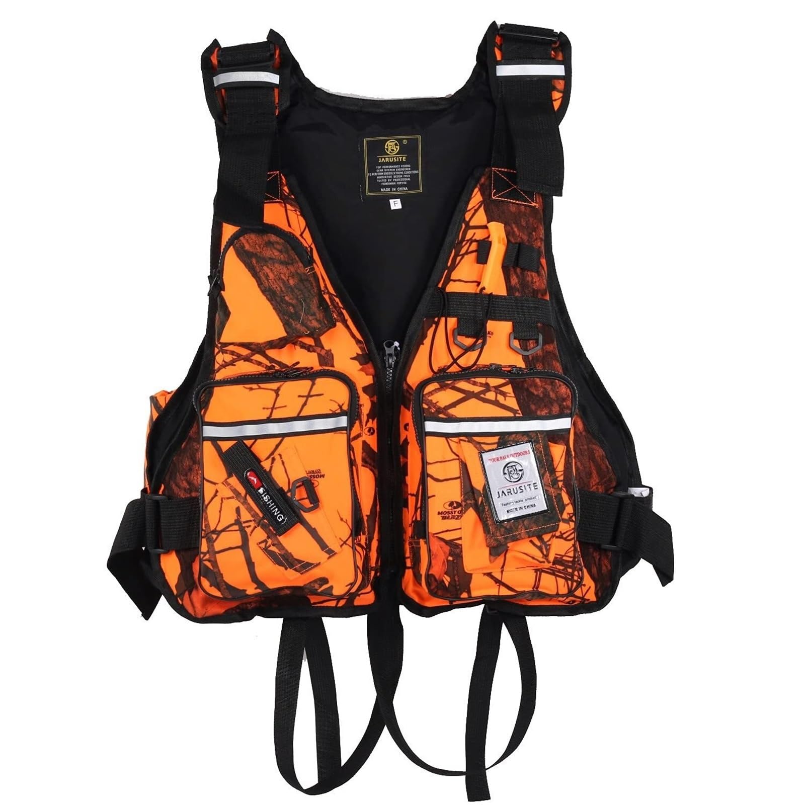 Adjustable Float Jacket with Pockets, Float Jacket for Men Women, Reflective Safety Gear for Kayak Boating Swimming Sailing(Orange)