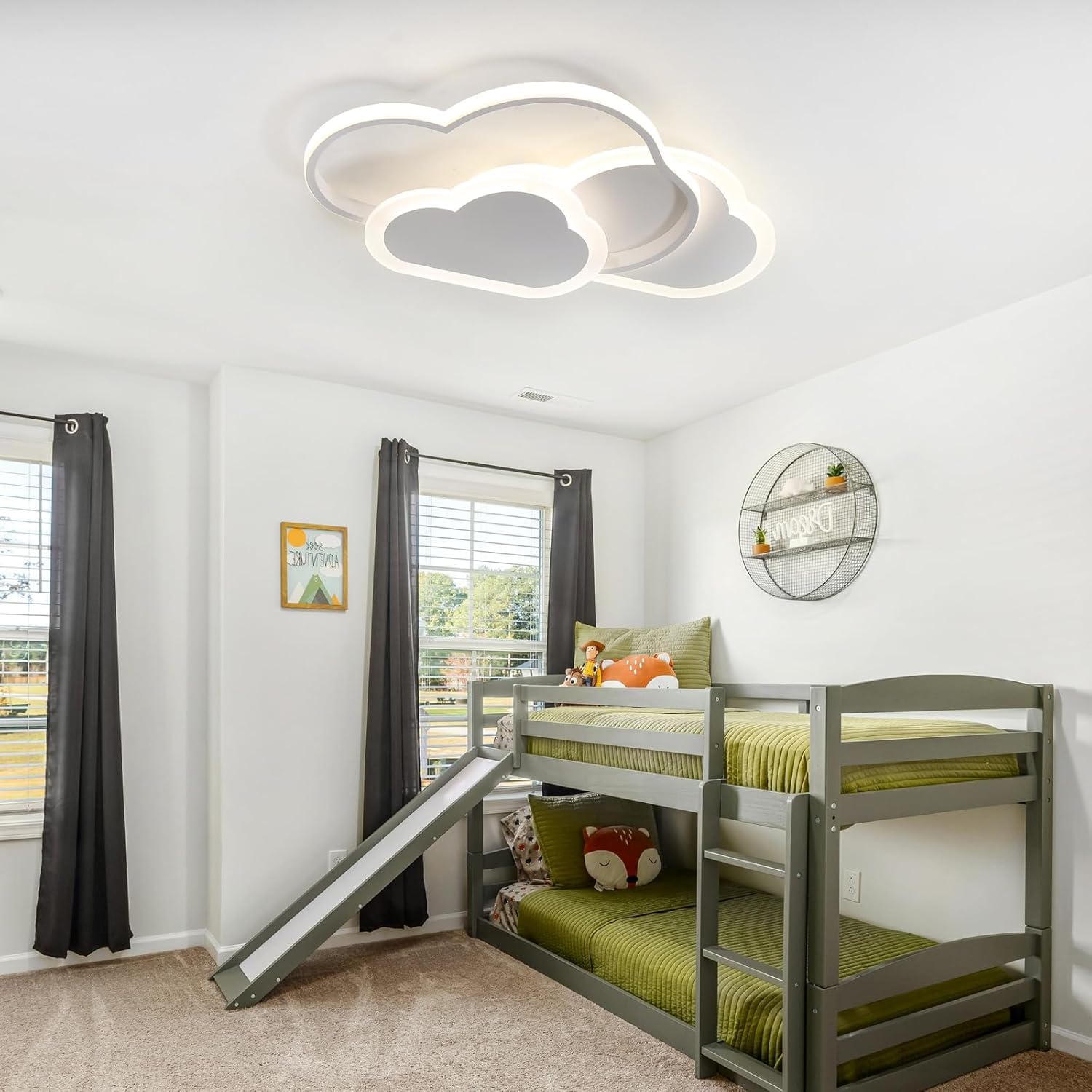 Plafonnier LED pour enfants 48W, 62 CM Lámpara de techo LED Regulable con Control Remoto 3000-6000K, Plafón Led Techo Lámpara LED de Nubes Luces para Dormitorio de bebé
