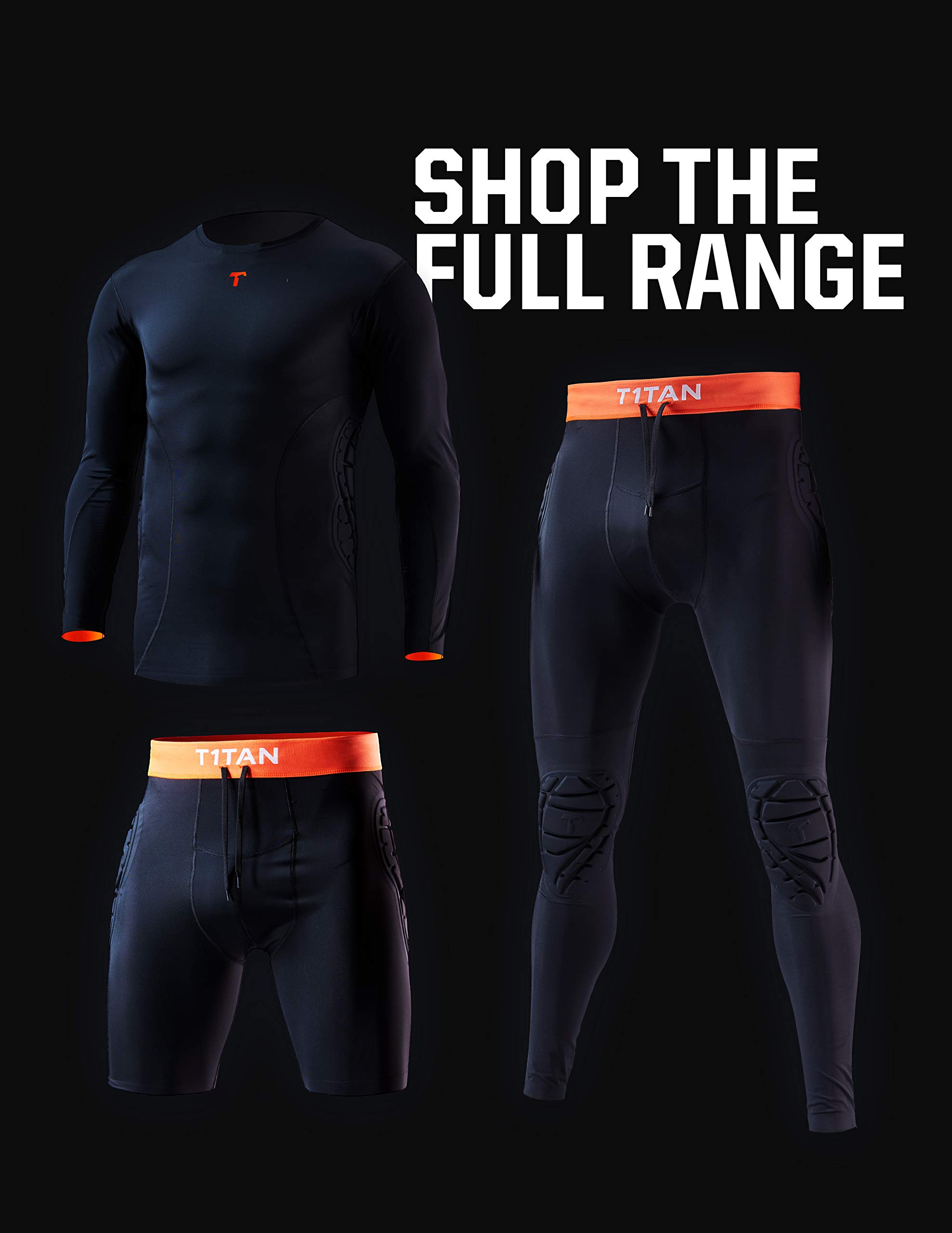 T1TAN sous-Short de Protection pour Gardiens de Foot, Pantalon de sous-vêtement Gardien de But rembourré avec Protection des Hanches, Ceinture de Pantalon élastique et Cordon, Taille XXS-XL, Noir