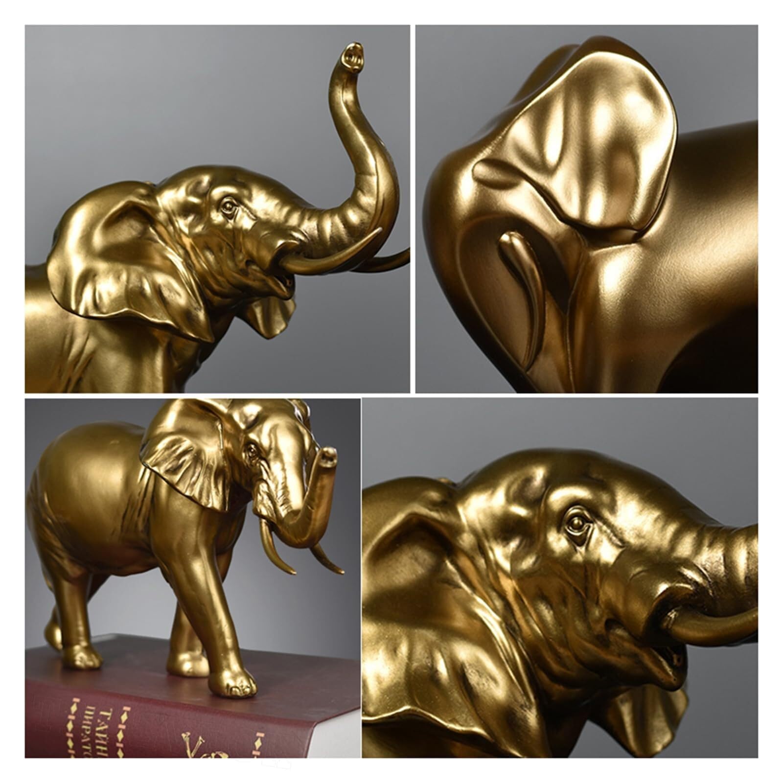 Regalos para Mujeres Decoración Elefantskulptur Gyllene Elefantstaty Decoración para estanterías(Elephant Small)