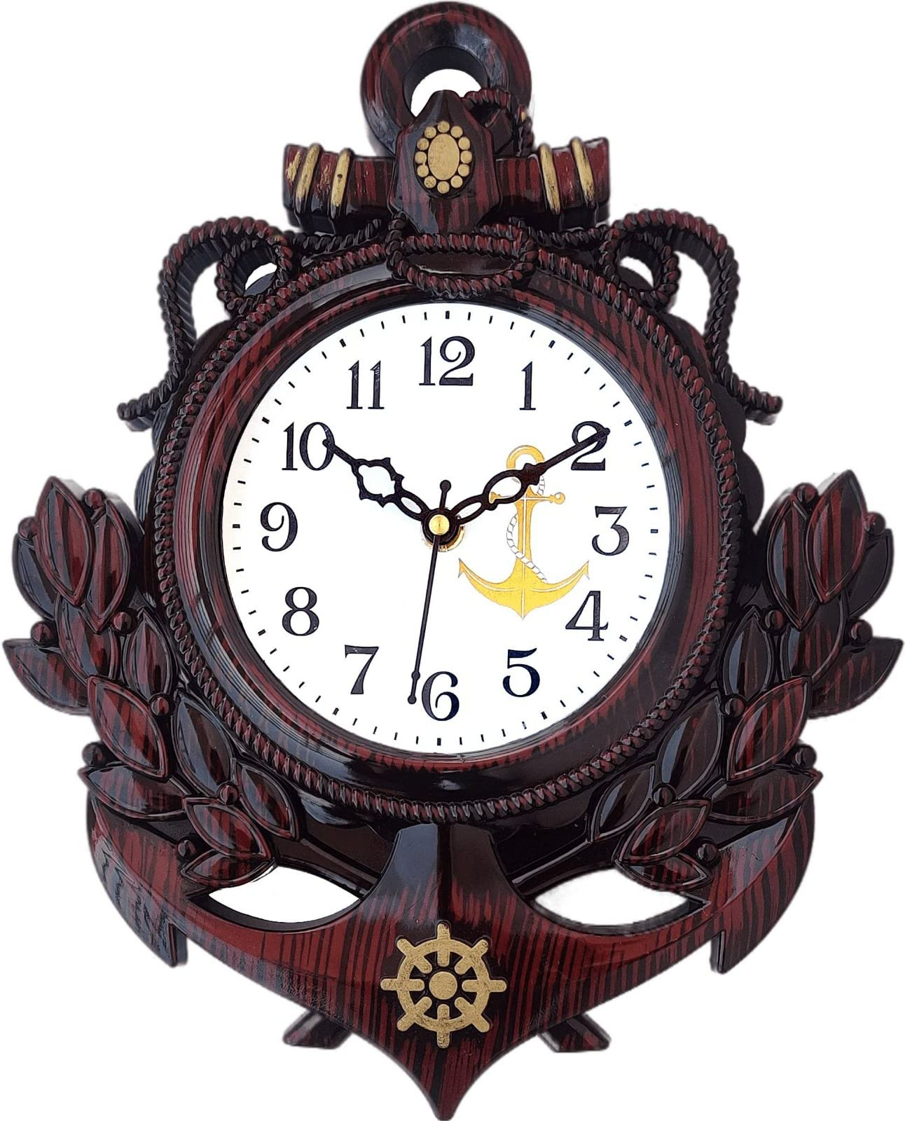 IRU Creation Present Analog Wall Clock with Glass for Living Room || Badroom || Shop || Office || Home Décor || 27 cm X 27 cm_Design-122 (Dark Brown)