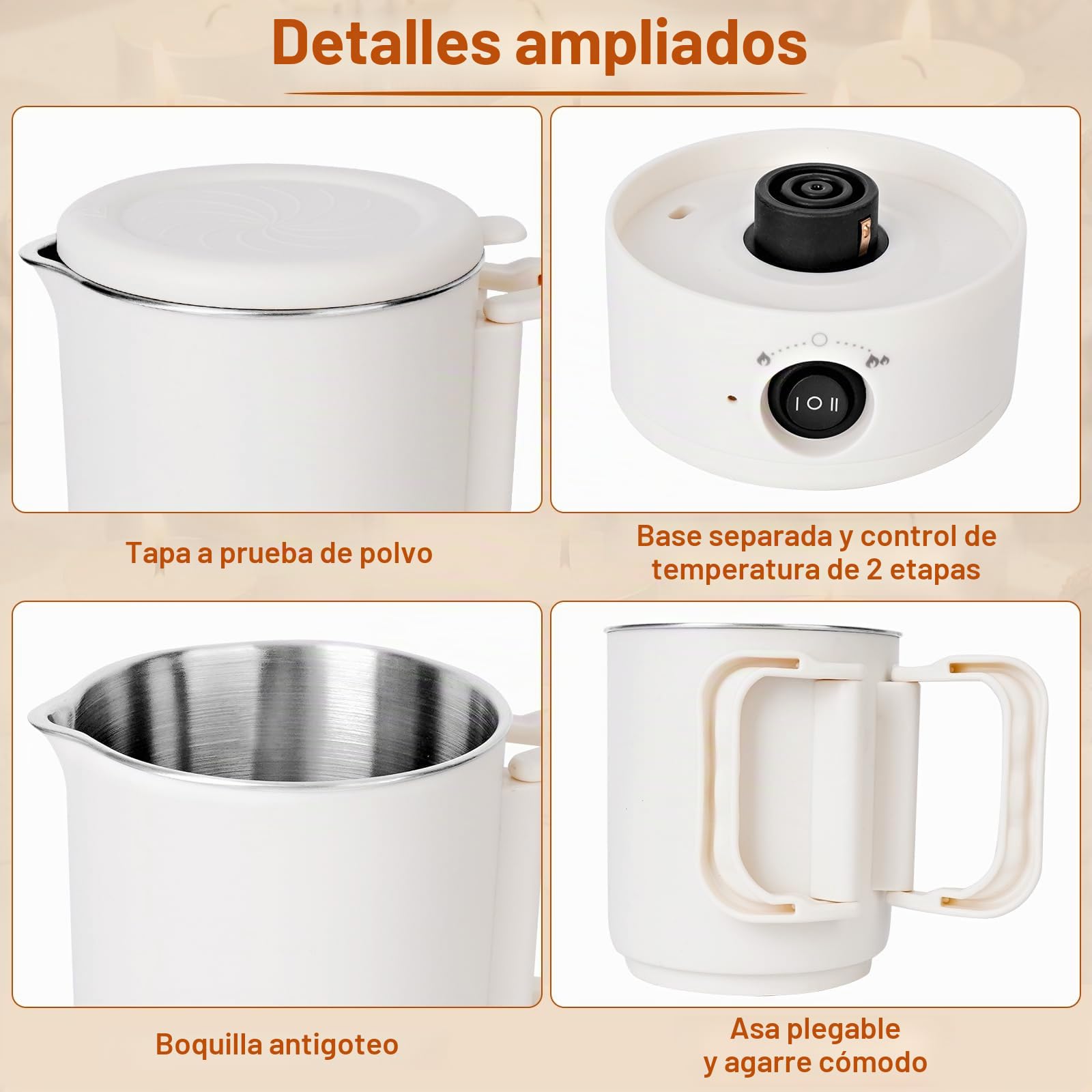 Corpower Derretidor de Cera Eléctrica para Hacer Velas, Olla de Fusión de Cera de 800 ml, Kit de Fabricación de Velas para Adultos, Kit de Mecha, Adhesivos para Mecha, Centrador y Cuchara, Termómetro