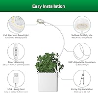 Vista 7 de SANSI Grow Lights for Indoor Plants, LED Pot Clip Plant Light for Growing, 4000K Full Spectrum Plant Growing Lamp with 4-Level Dimmable, Auto On Off