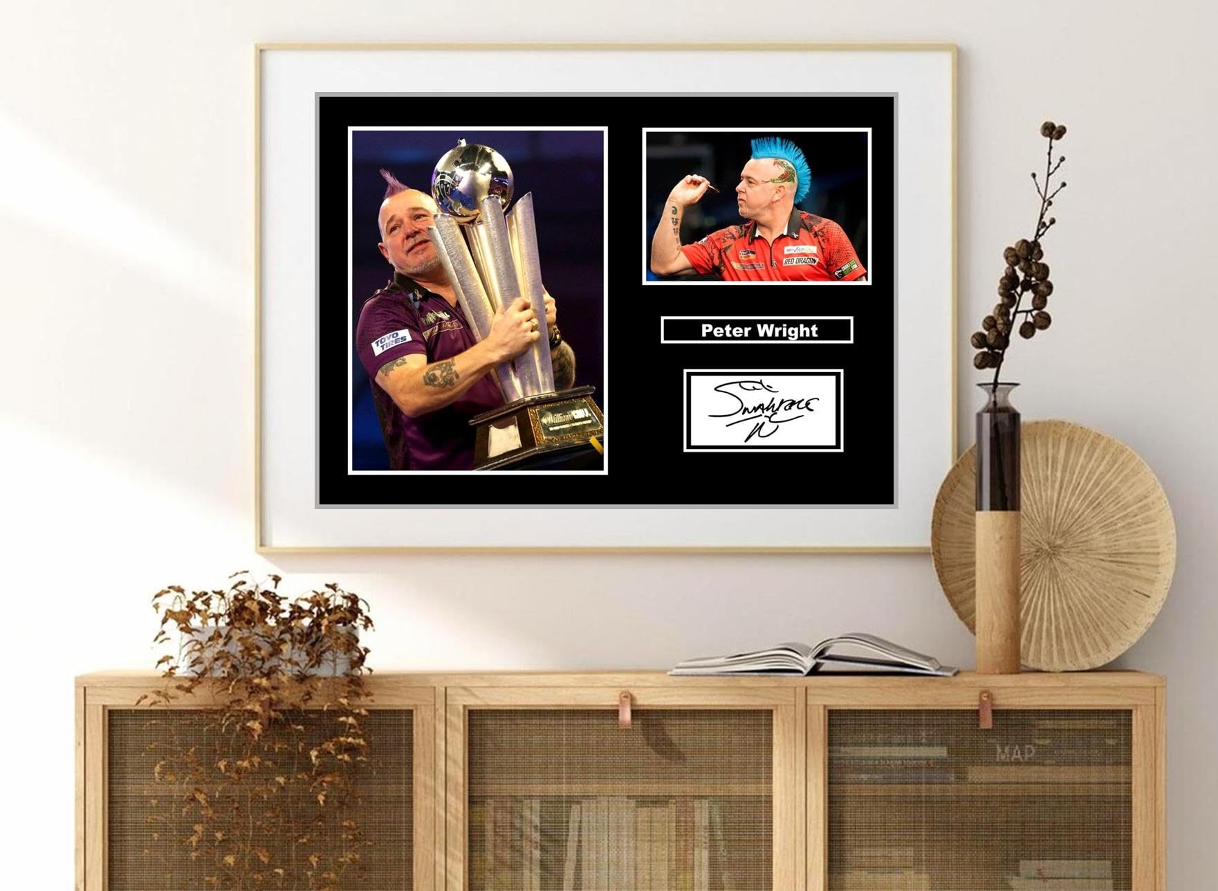 Stunning Quality Peter Wright Signed/Autographed Print. Darts (A3 Print 42cm x 29.7cm)