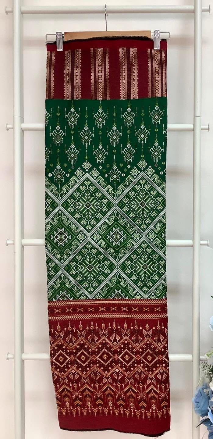 2-Yard Mai Piman N3 Cotton Thai Traditional Textiles Pattern Hand Woven Fabric