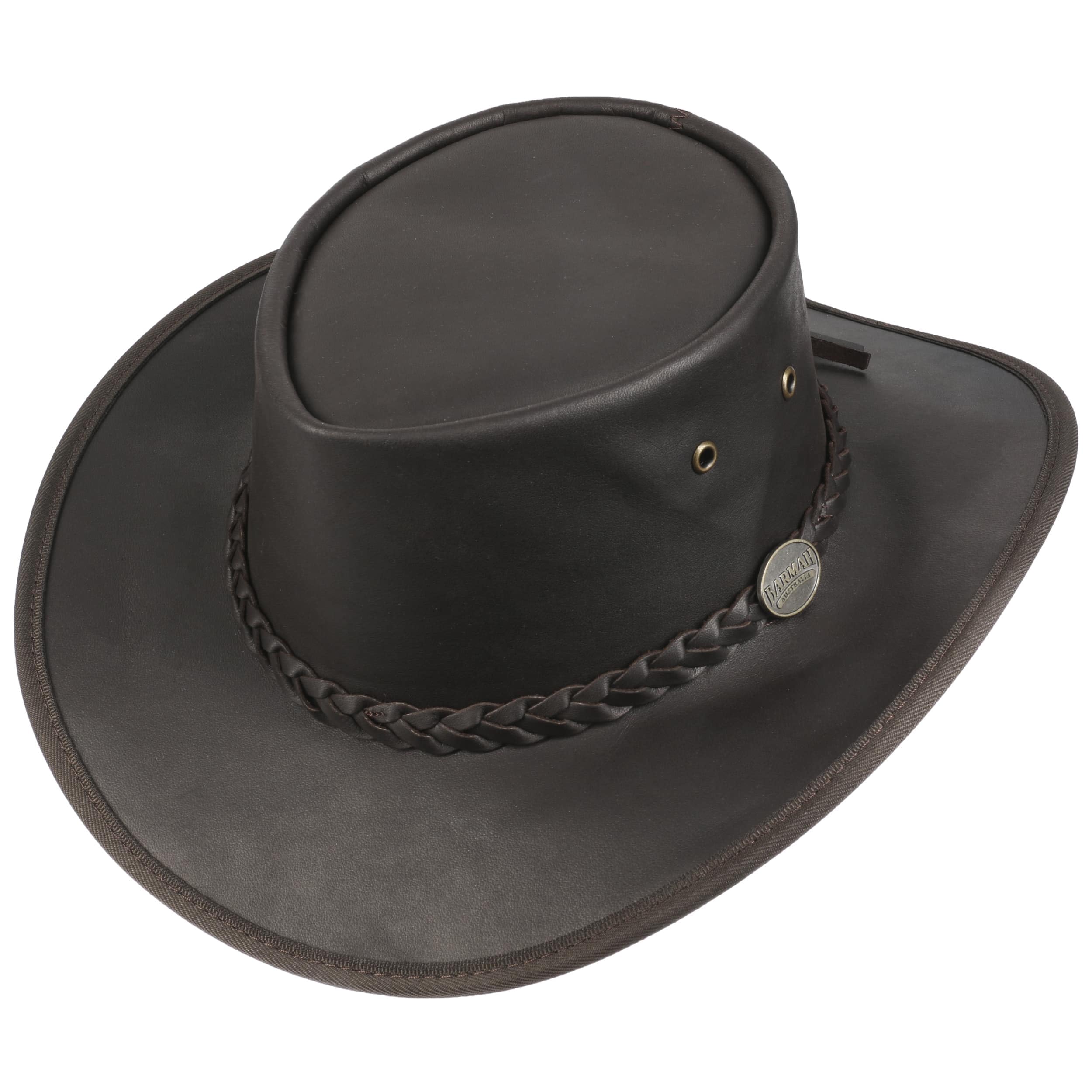 Barmah Sombrero Piel Squashy Outback Hombre - Made in Australia de Stockman con Banda Piel, Ribete Verano/Invierno Primavera Verano Otoño Invierno