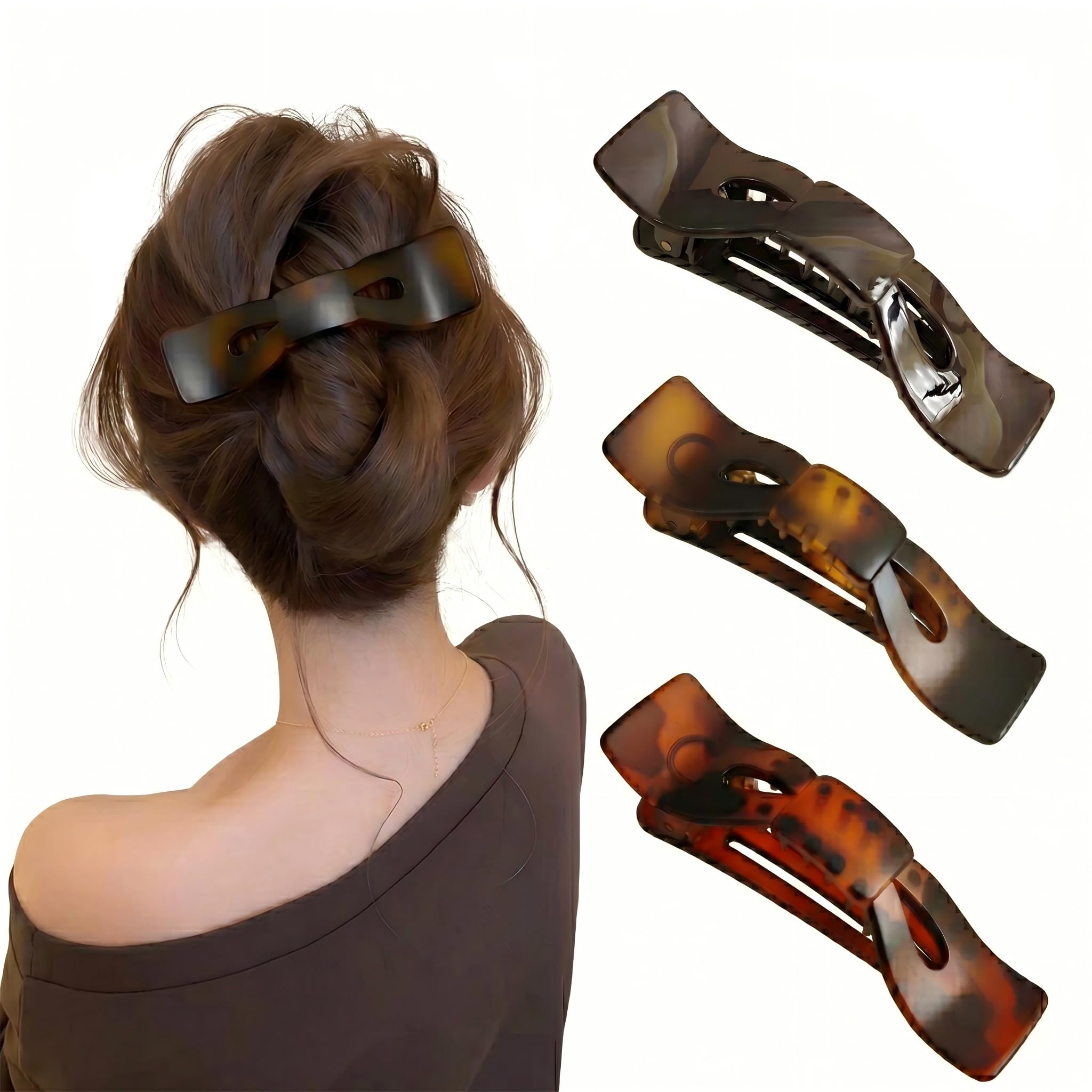 Ypkia 3 Stück Entenschnabel Haarspange Bogen Haarklammer Groß Krokodil Haarnadel Matt Haarspangen Damen für Damen Mädchen