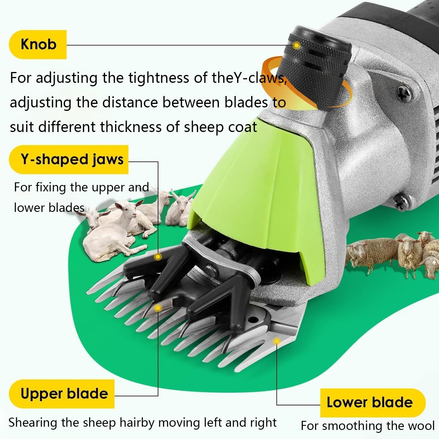 Forbici per Pecore 850w, Tosatrici per Pecore Elettriche Professionali, Kit per Toelettatura del Bestiame da Allevamento A 6 velocità con Lame, Tosatrici per Capre per Carichi Pesanti