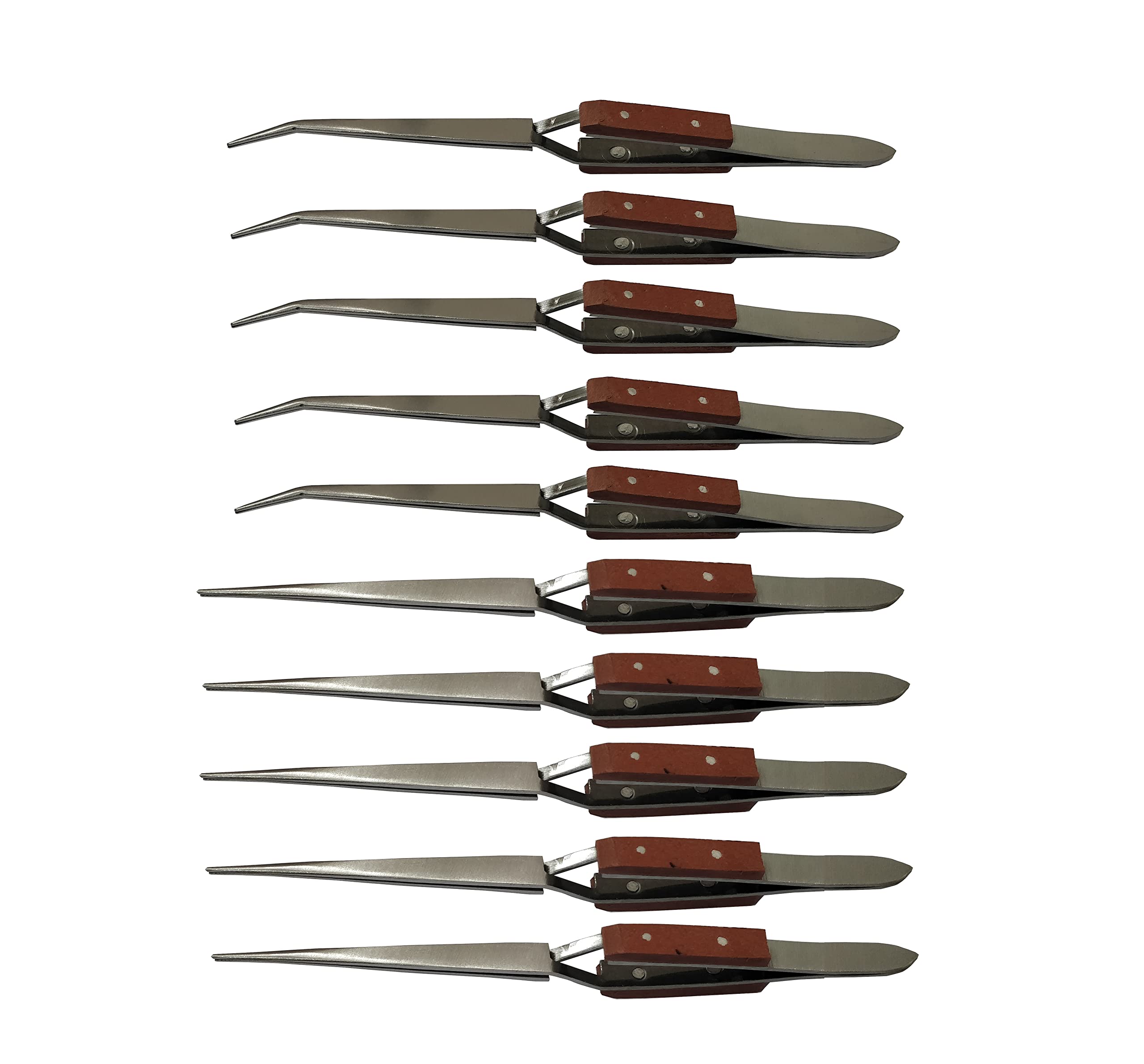Catchex Self Closing,Cross Locking Stainless Steel Tweezers with Heat Resistant Fiber Grip on Handle (Pack of 5 Straight & 5 Curved) (B09R84LKM2) Amazon Price History, Amazon Price Tracker