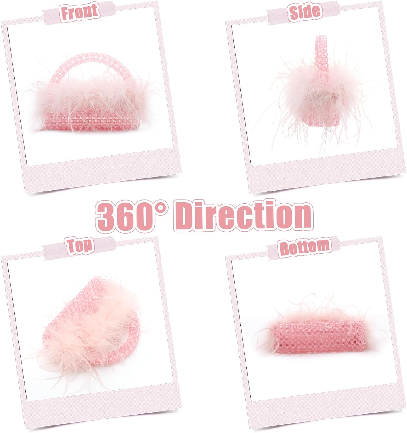 Fecialy Natural Ostrich Feather Clutch Purse for Women Beaded Handbags Handmade Evening Bag for Wedding Party - Image 7