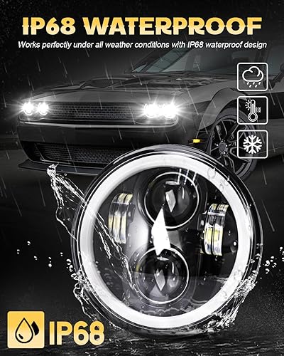 Miniatura 4 de Faros delanteros LED de 5.75 pulgadas, 5 34 pulgadas, haz sellado H5006 con haz Hi-Lo+Halo Ring DRL + señal de giro para Chevy