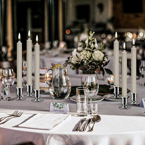 Miniatura 4 de Vela de ventana sin fuego, funciona con pilas, luz LED temporizada cálida con mecha 3D de plástico con base, juego de 12 piezas con control remoto