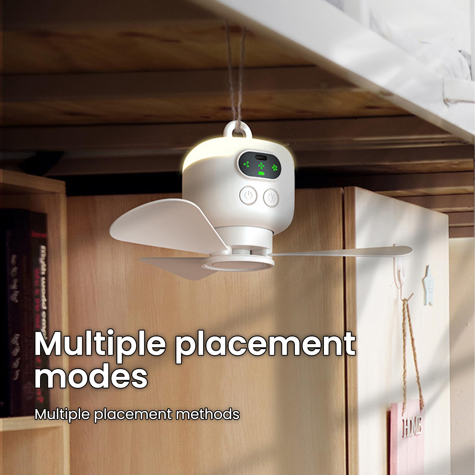 EagerMinds Lampada da campeggio a LED da campeggio, ventilatore da campeggio con luce, ventilatore da campeggio ricaricabile, accessorio da campeggio, 3 marce, ventilatore da tenda con LED per pesca