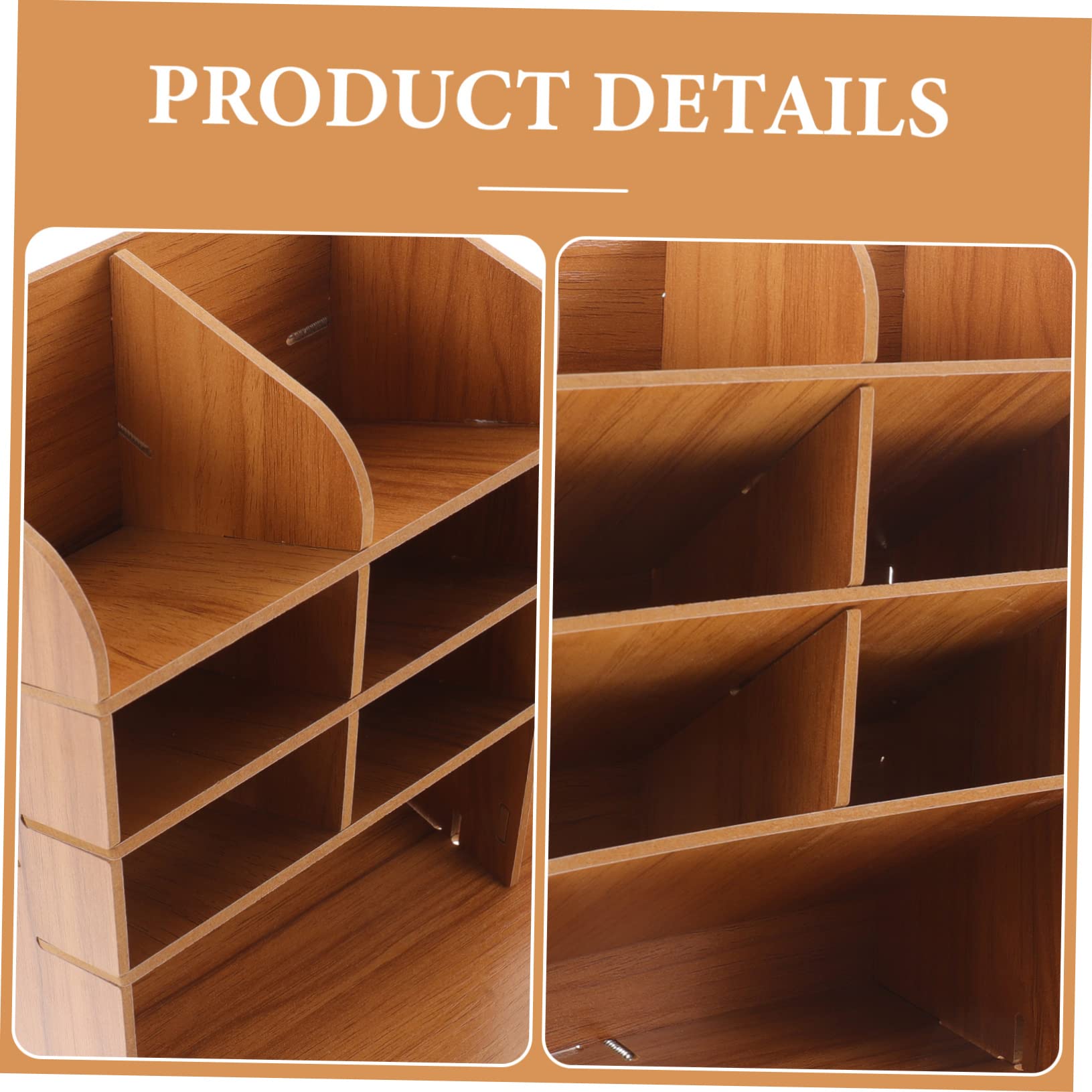 NUOBESTY Organisateur De Bureau En Bois 12 Compartiments - Rangement Documents Et Tickets - 21x15x13 Cm