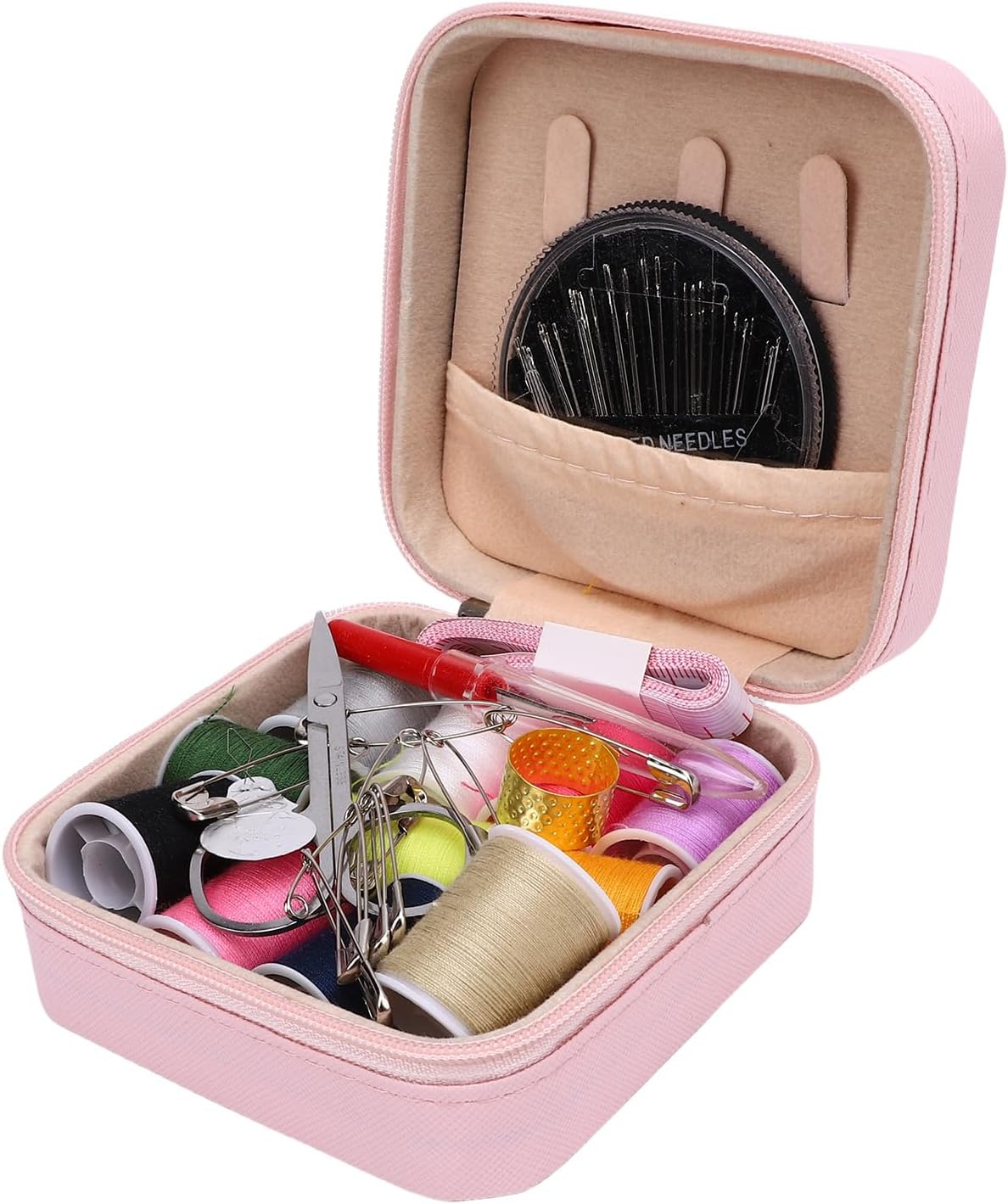 Luqeeg Portable Leather Sewing Kit, Sewing Needle and Thread Set, Supplies Kit with Needles, Threads, Scissors, Pins for Repairing Clothes, Crafting Handmade Items